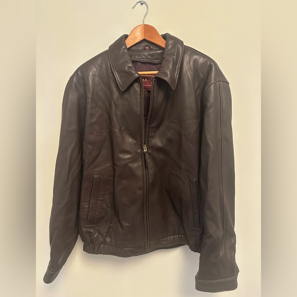 Vintage Couture By J. Park Genuine Lamb Leather Bomber Jacket Brown Size Large